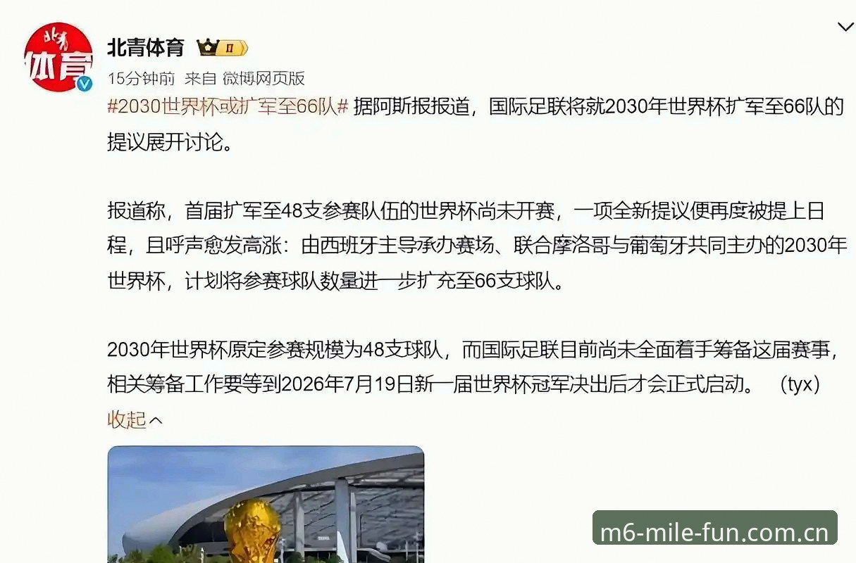 M6官网使用指南 2030世界杯扩军66队全面评测:中国男足能否搭上“国际足联末班车”?